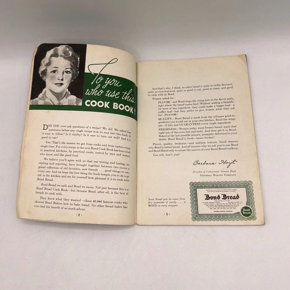 Bond Bread Cook Book Green 1935 Vintage Recipe Booklet Advertising Ephemera